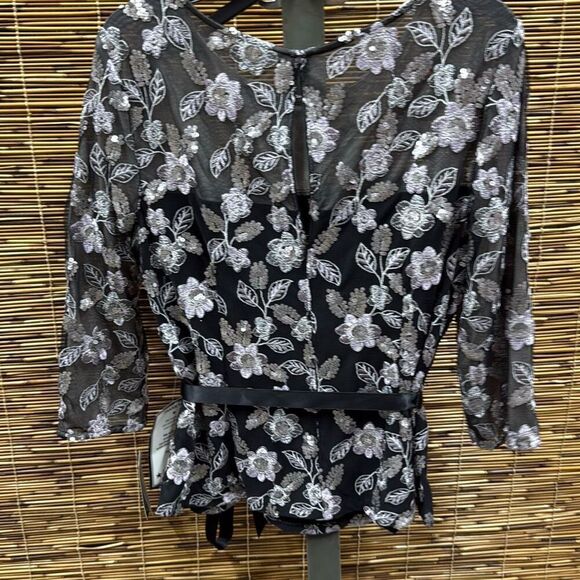 Women S Sequined Embroidered Blouse Black Multi XL - Picture 3 of 3